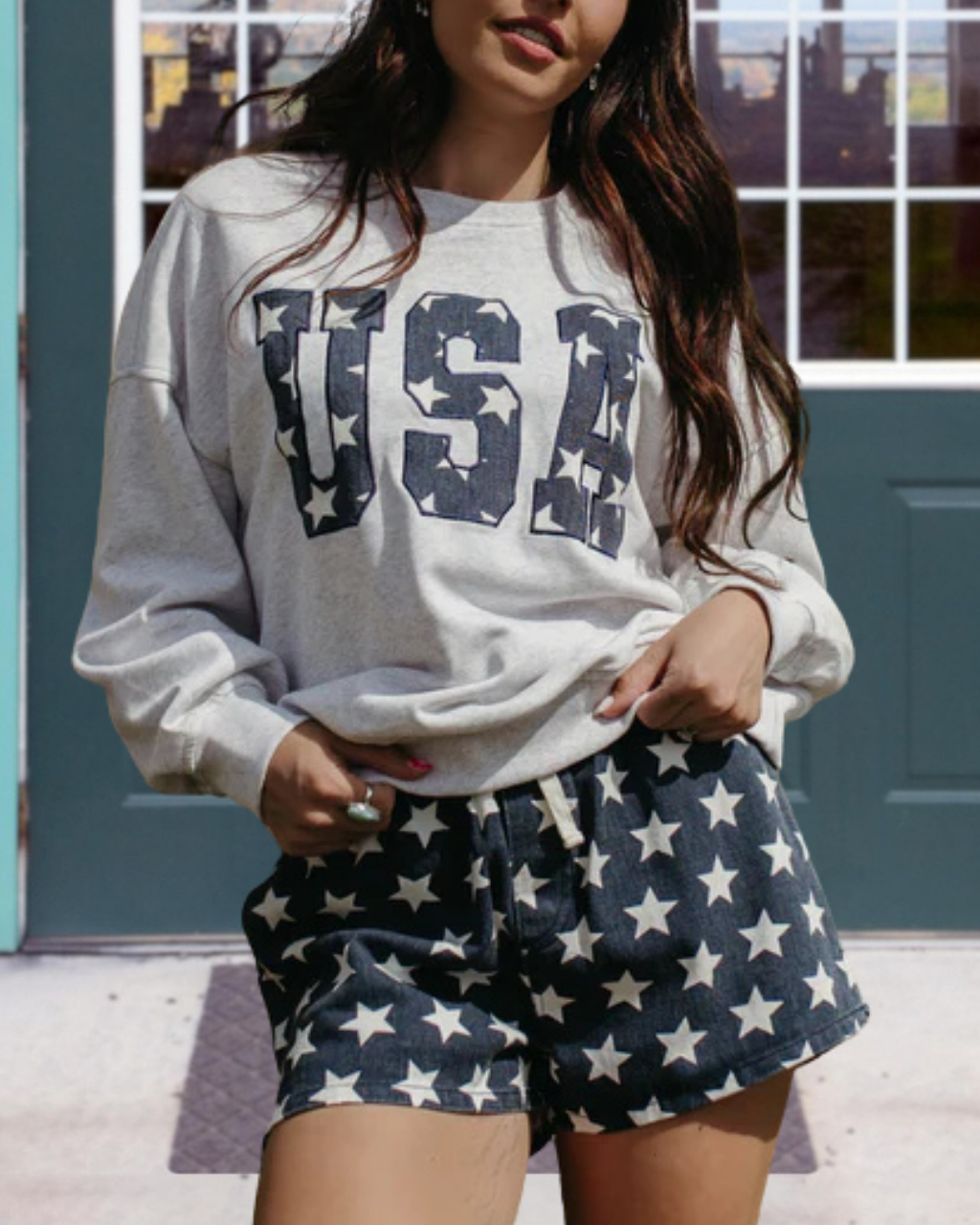 USA Star Crew Neck Top