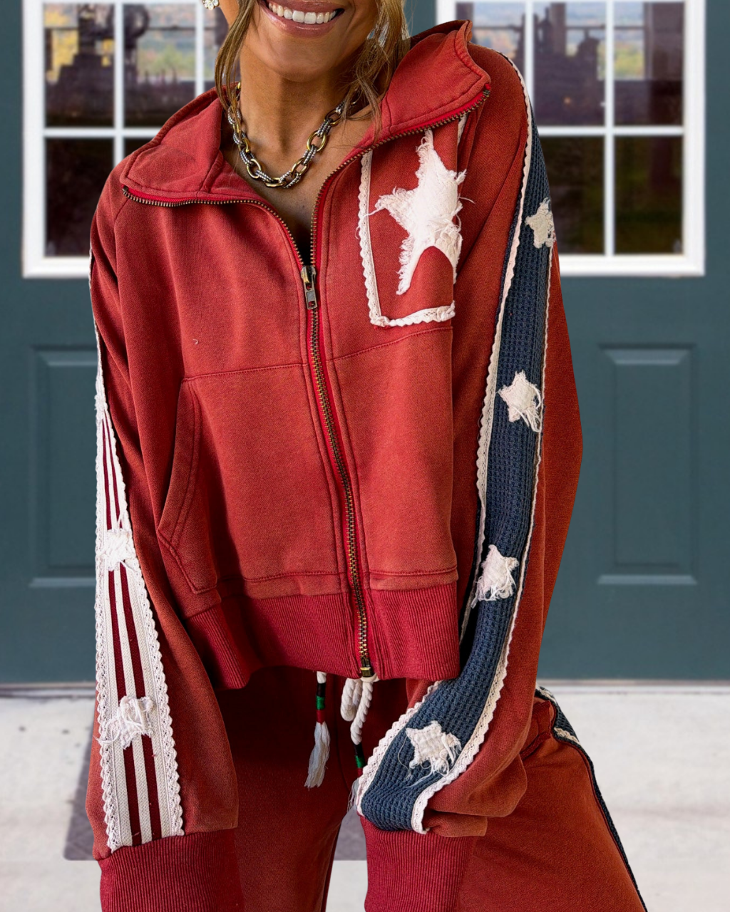 Star Appliqué Patchwork Jacket
