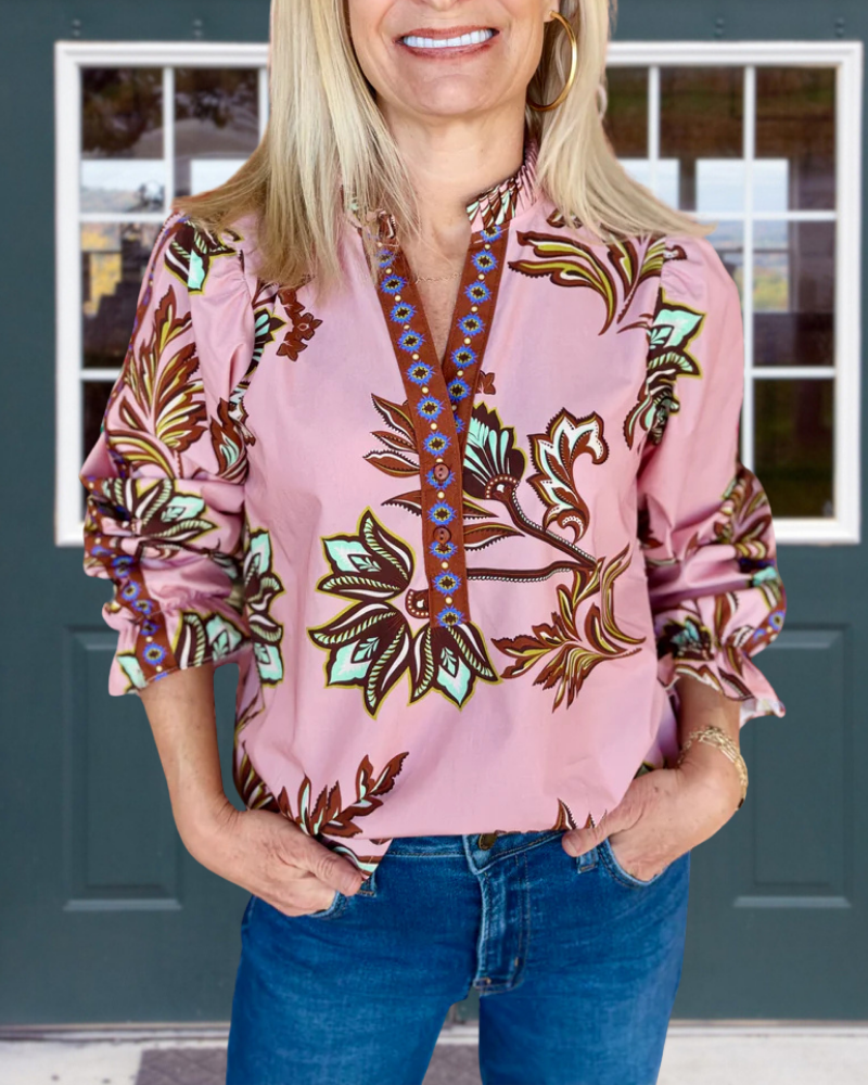 Vintage Floral Satin Top