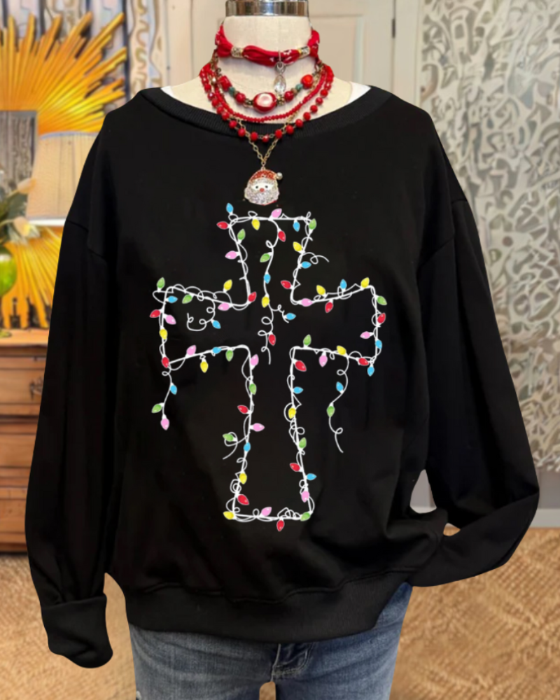 Christmas Lights Cross Sweatshirt