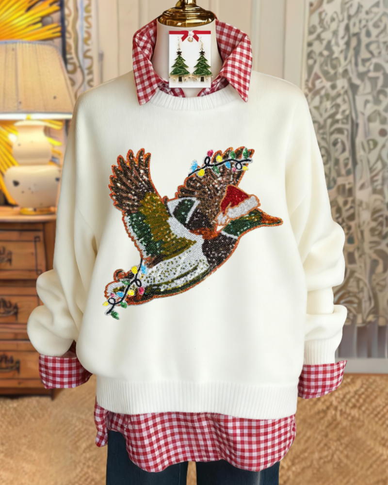 Christmas Duck Sequined Pullover