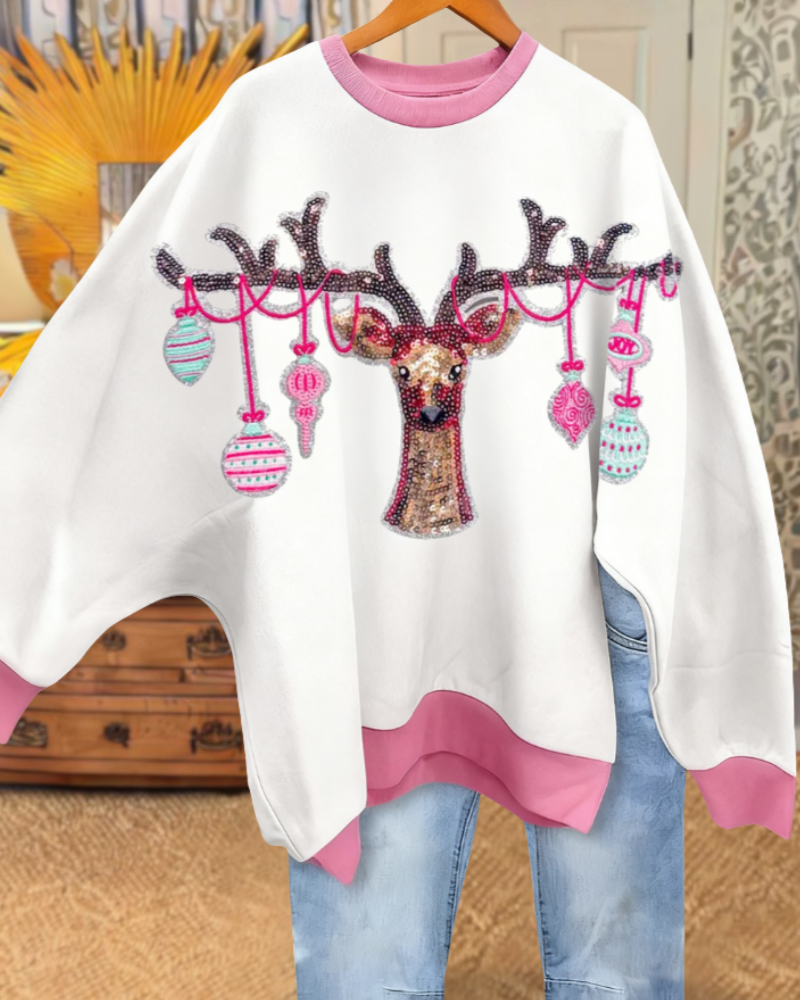 Christmas Reindeer Sequined Sweatshirt