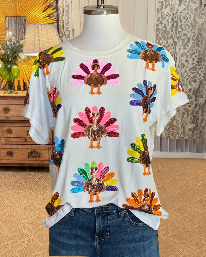 Sequins Turkey Queen Cotton Tee