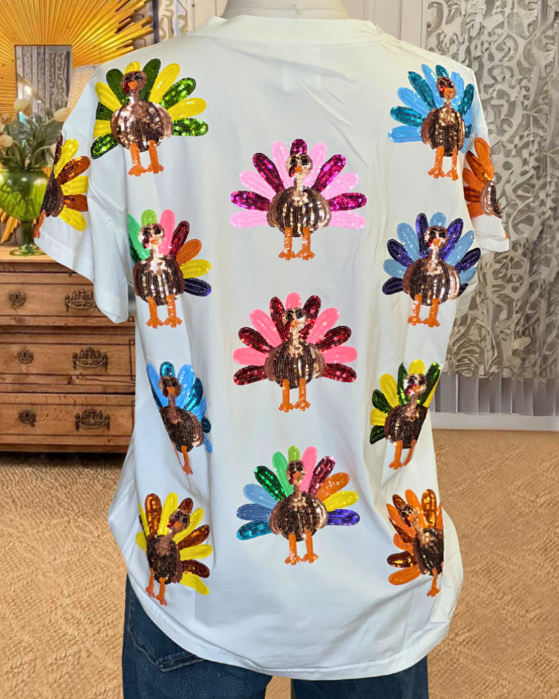 Sequins Turkey Queen Cotton Tee