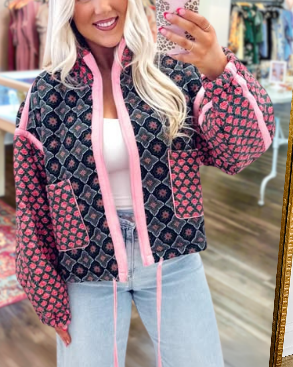 Floral Patchwork Quilted Cotton-Padded Jacket