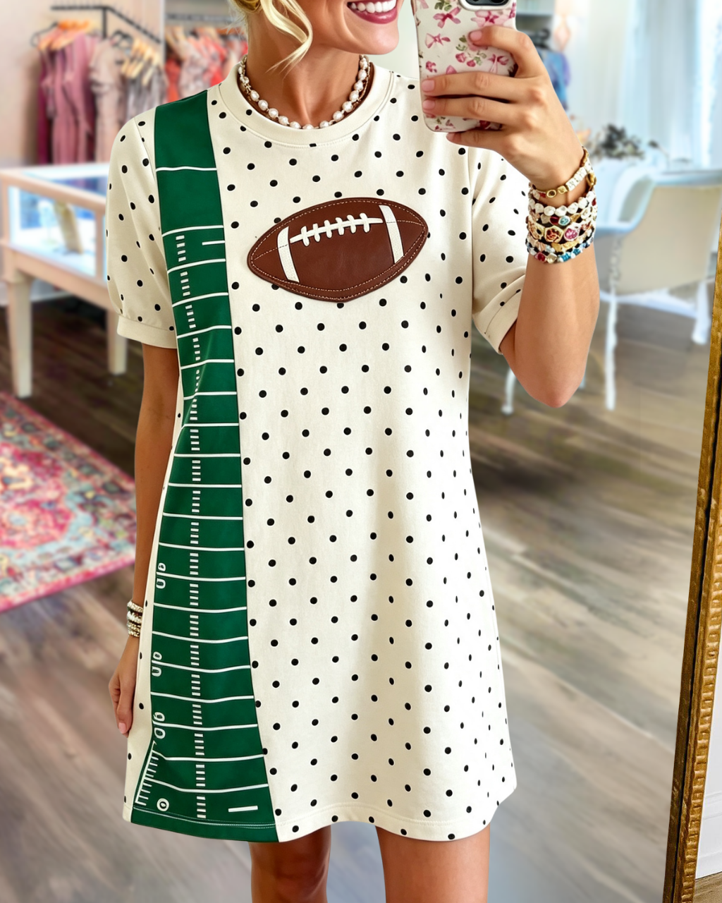 Football Yard-line Stripes Polka Dots Dress