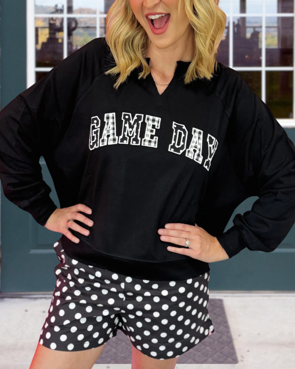 Game Day Embroidered V-Neck Sweatshirt