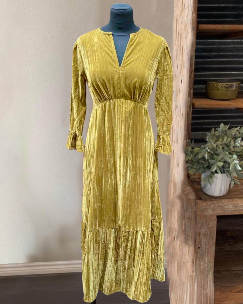 Elegant Pleated Velvet Dress