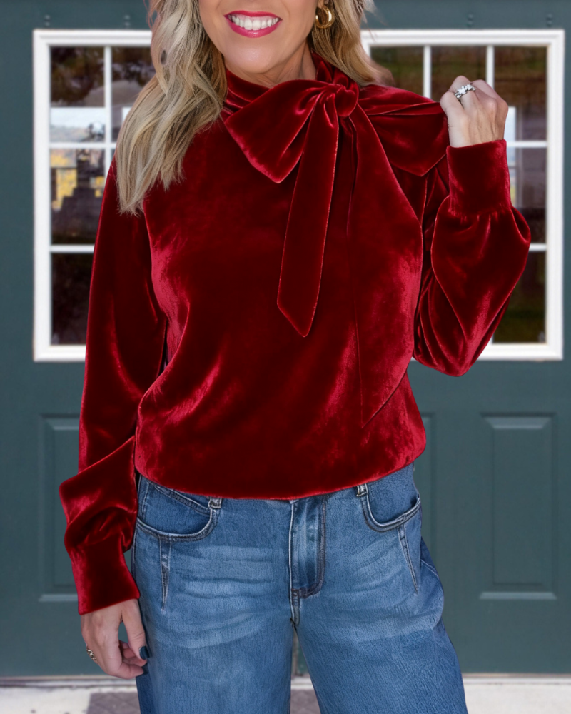 Trendy Bow Neckline Top