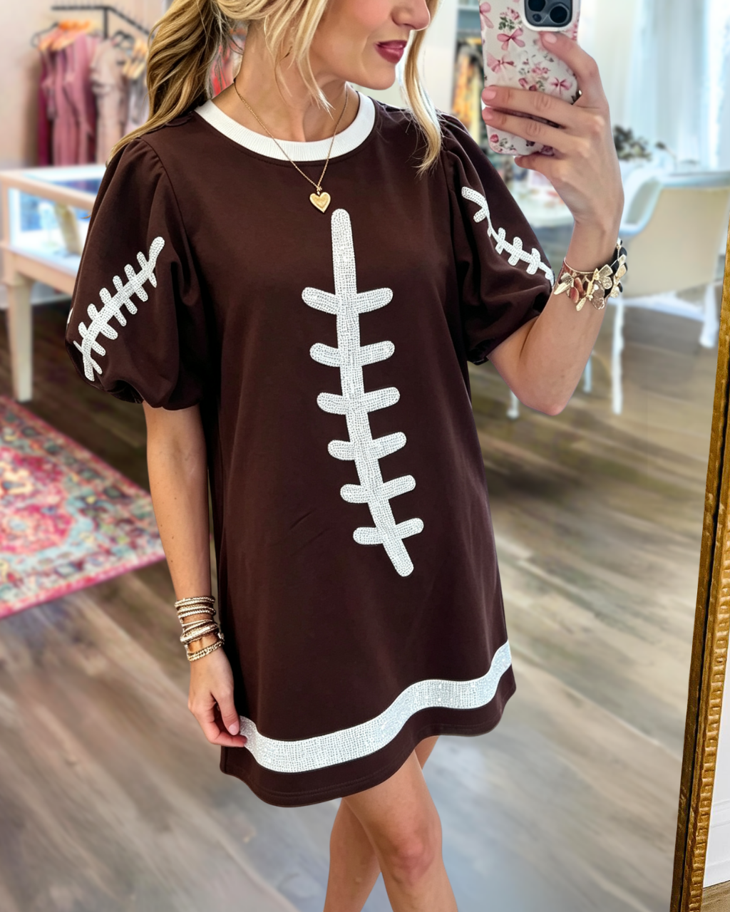 Unique Football-stitched Sequined Dress