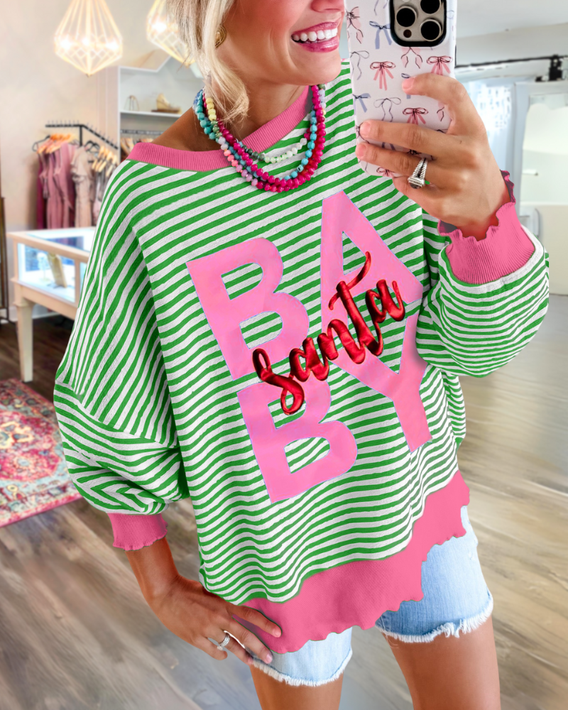 Santa Baby Striped Sweatshirt