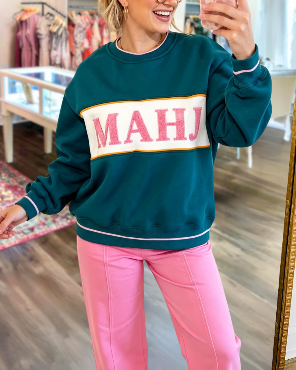 MAHJ Embroidered Color-Block Sweatshirt