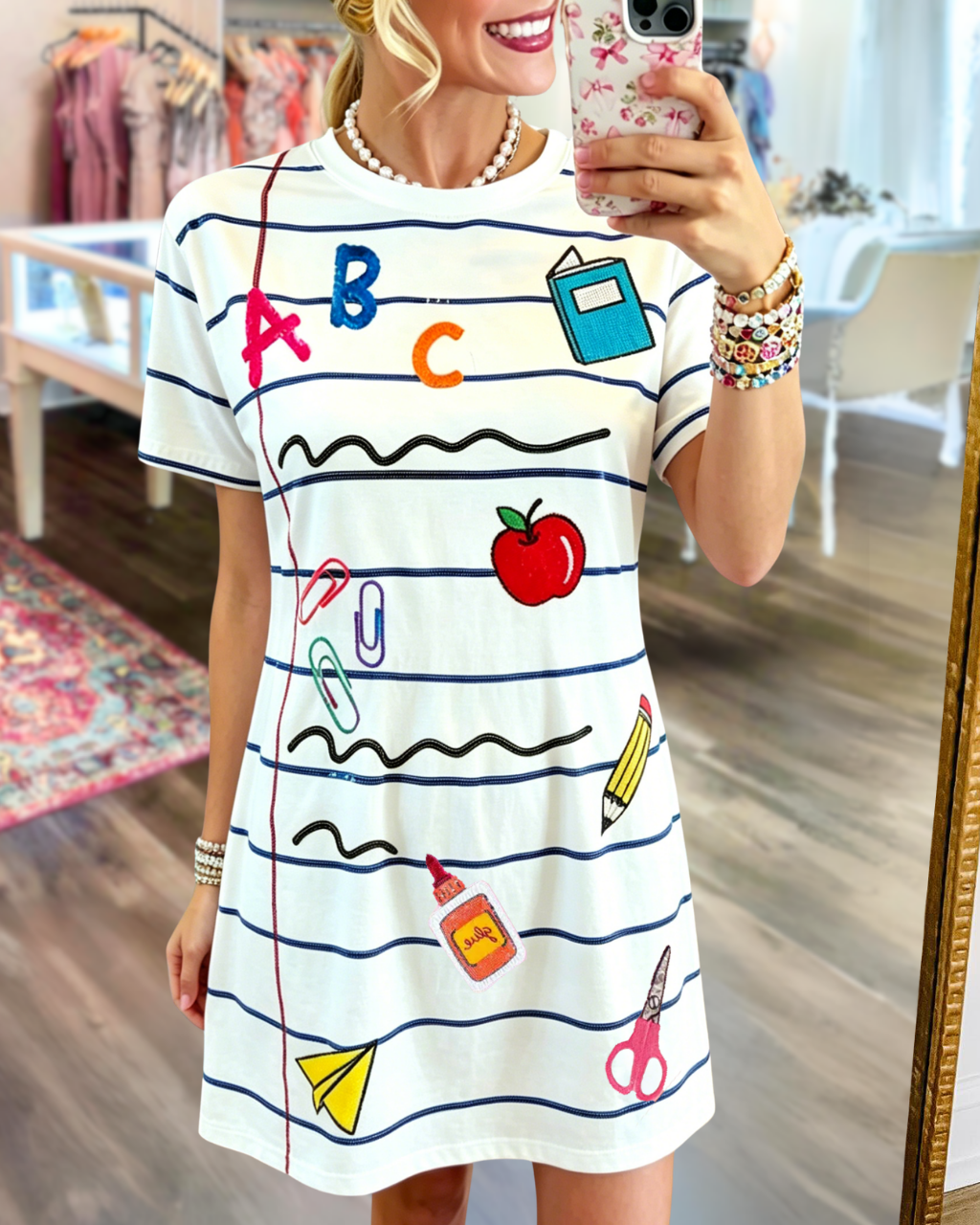 School Day Sequin Striped Dress