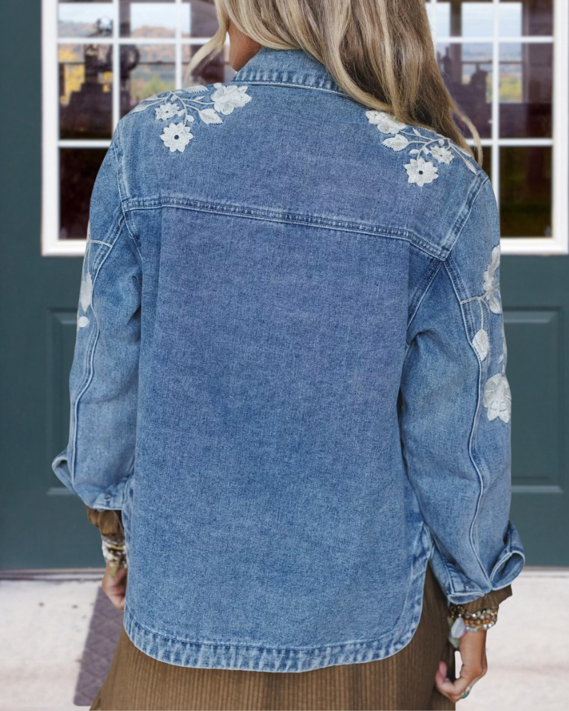 Floral Embroidered Denim Jacket