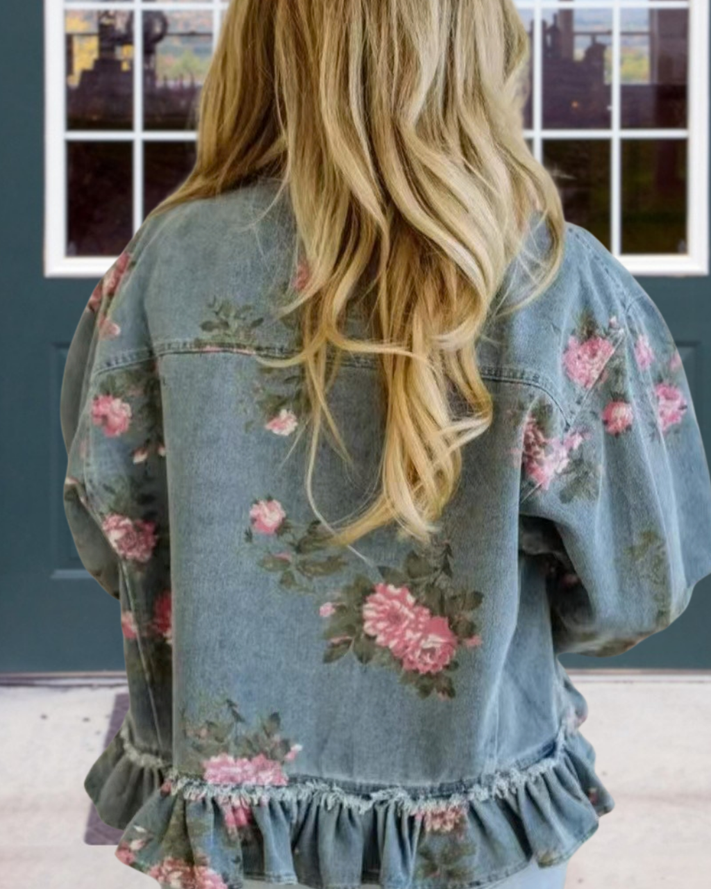 Retro Floral Ruffle Sequined Jacket