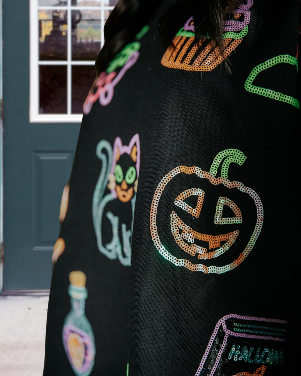 Halloween-themed Sequin Sweatshirt