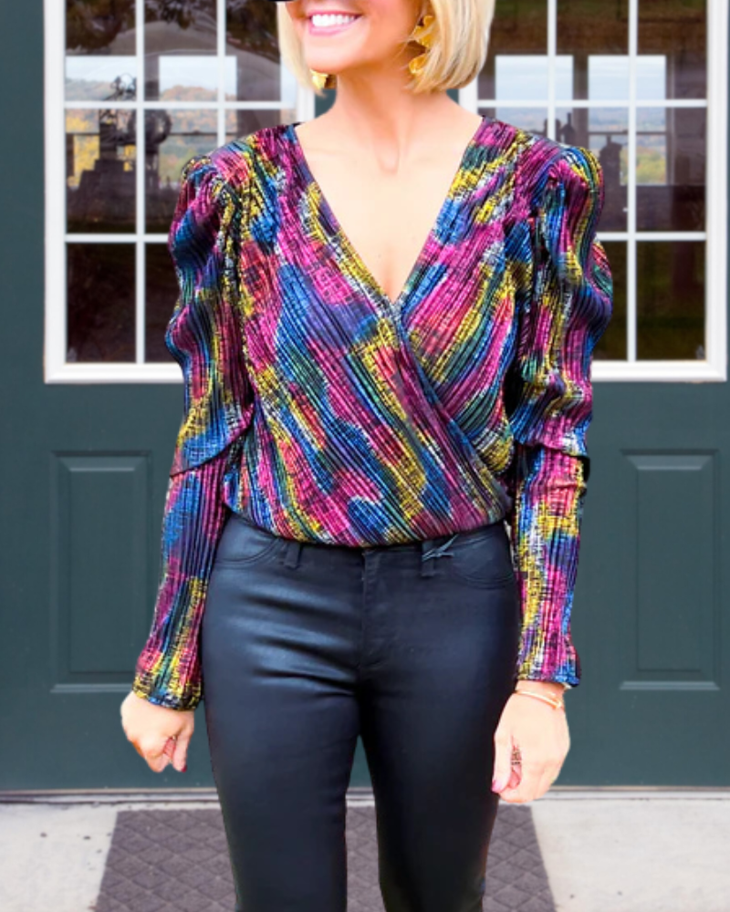 Chic Colorful Wrap Top