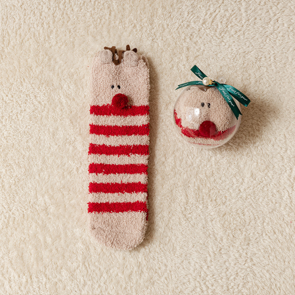 Christmas Trim Plush Socks