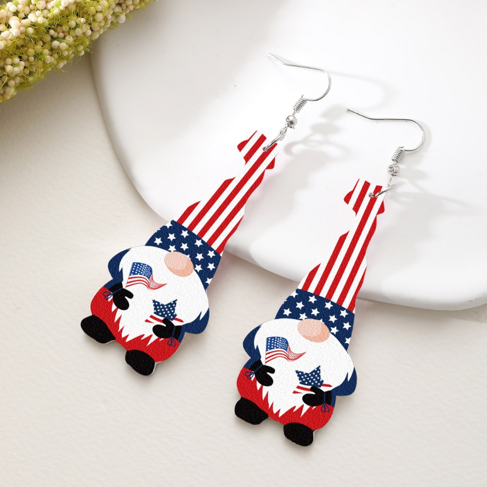 US Stars Stripes Dangle Earrings