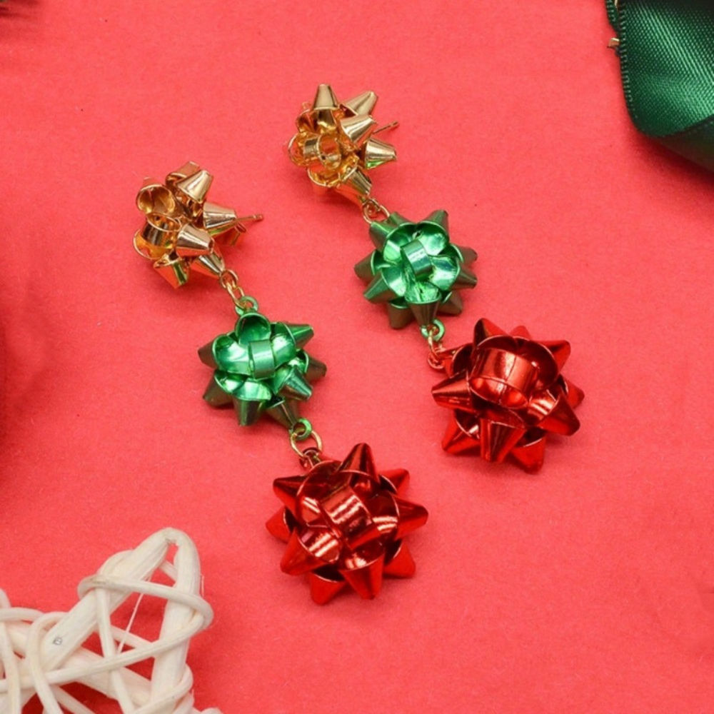 Fun Christmas Trim Metal Earrings