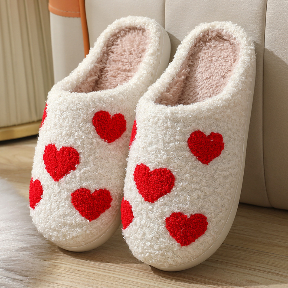 Romantic Love Heart Plush Slippers