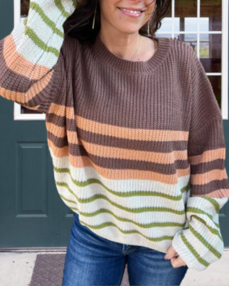 Colorblock Striped Knit Sweater