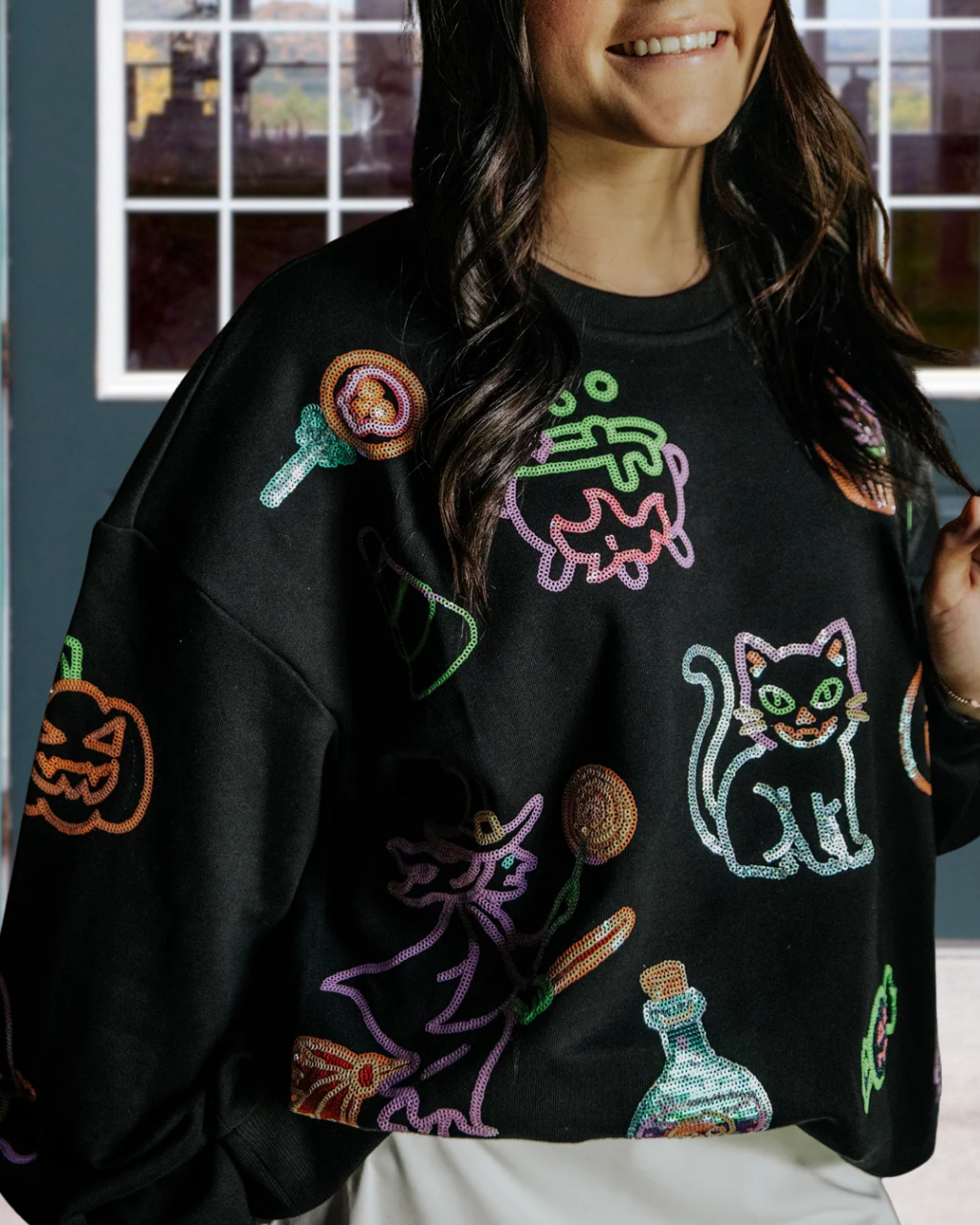 Halloween-themed Sequin Sweatshirt