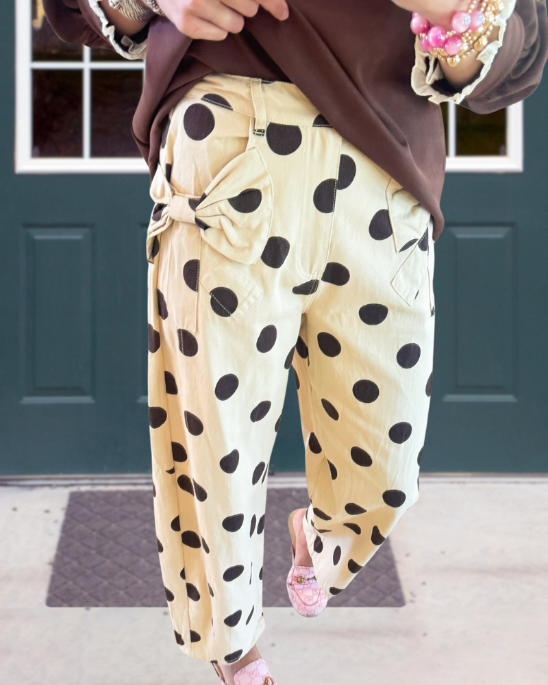 Stylish Polka Dot Bow Pants