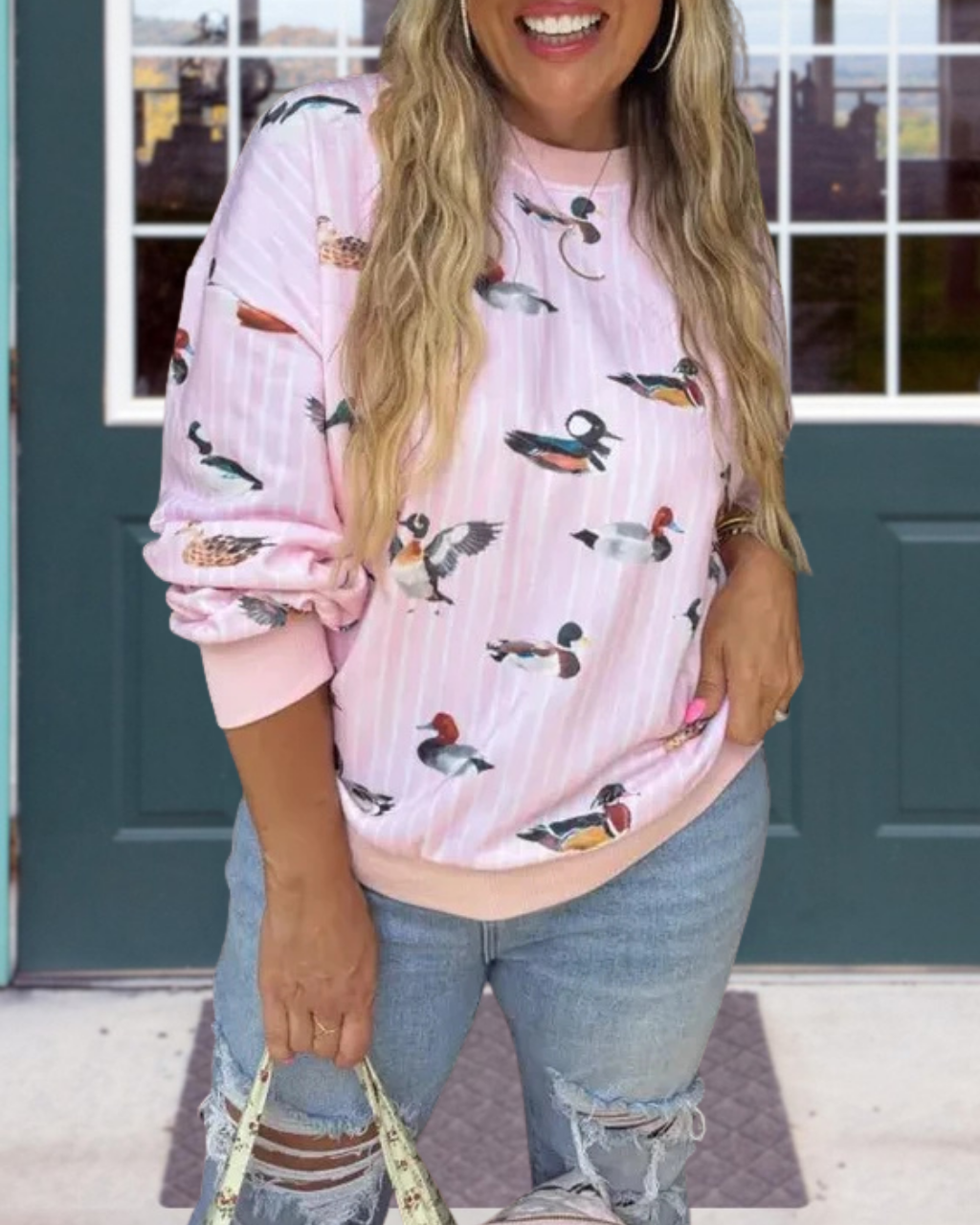 Mallard  Duck Striped Sweatshirt