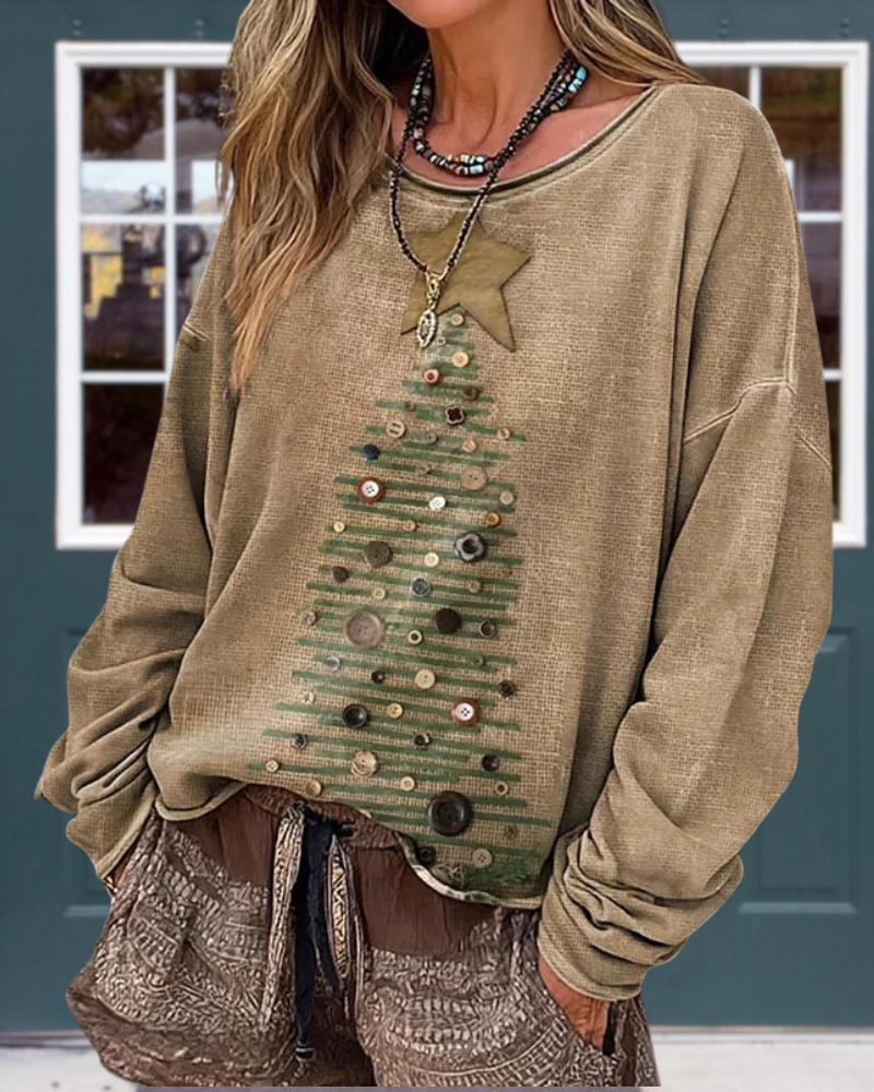 Christmas Tree Distressed Studs Top