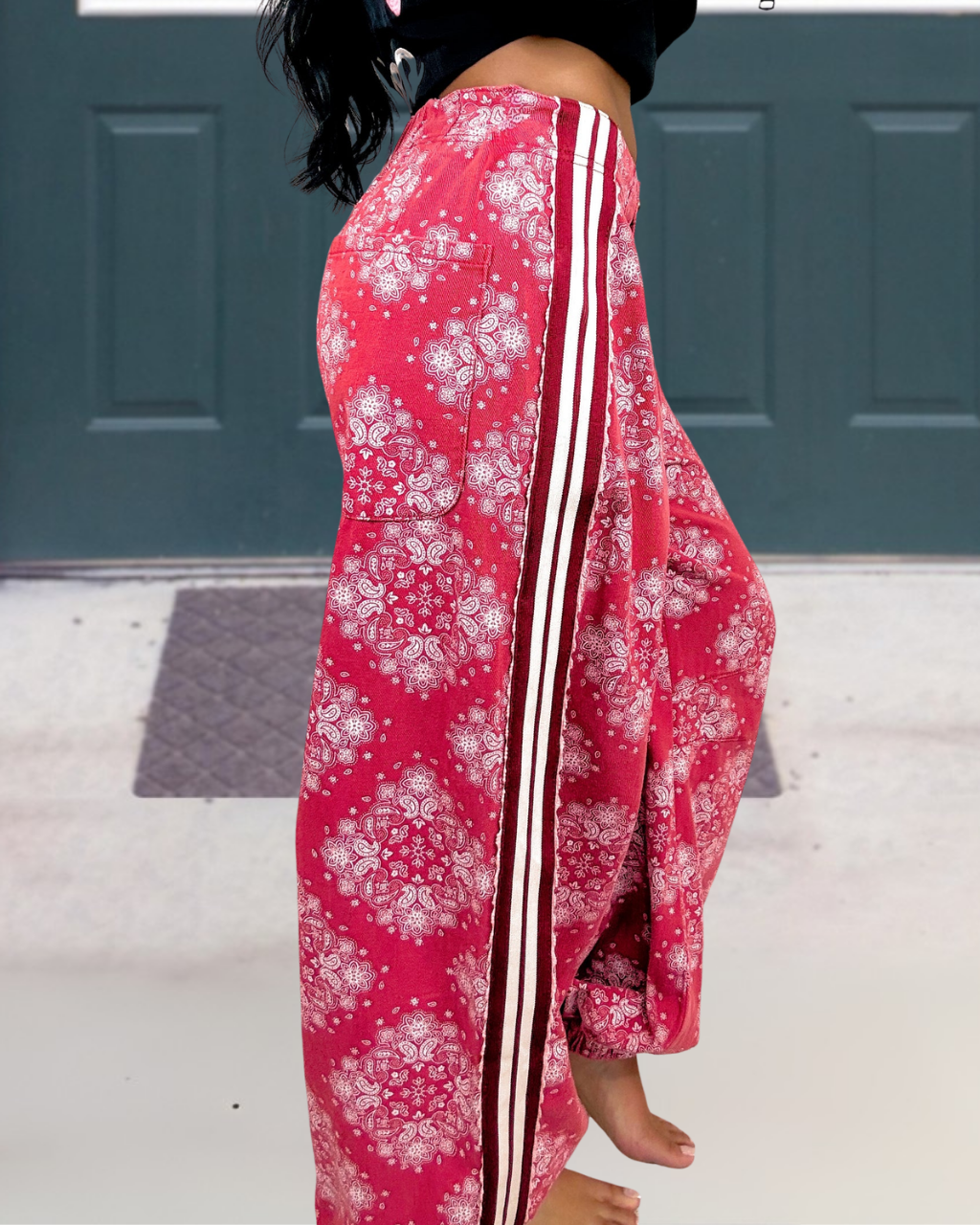Paisley Print Side Stripe Pants