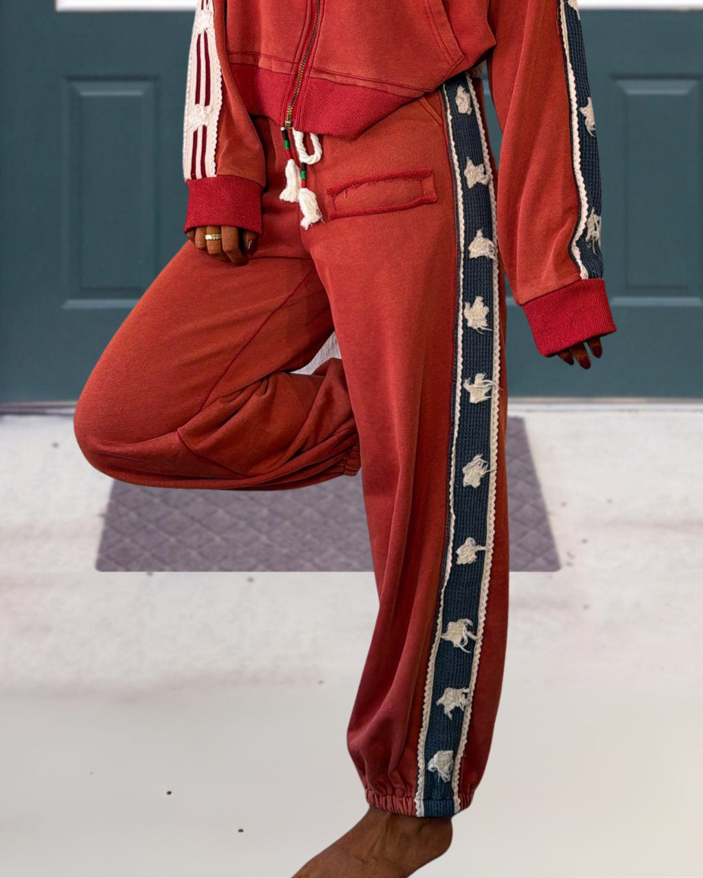 Star Appliqué Patchwork Athletic Pants