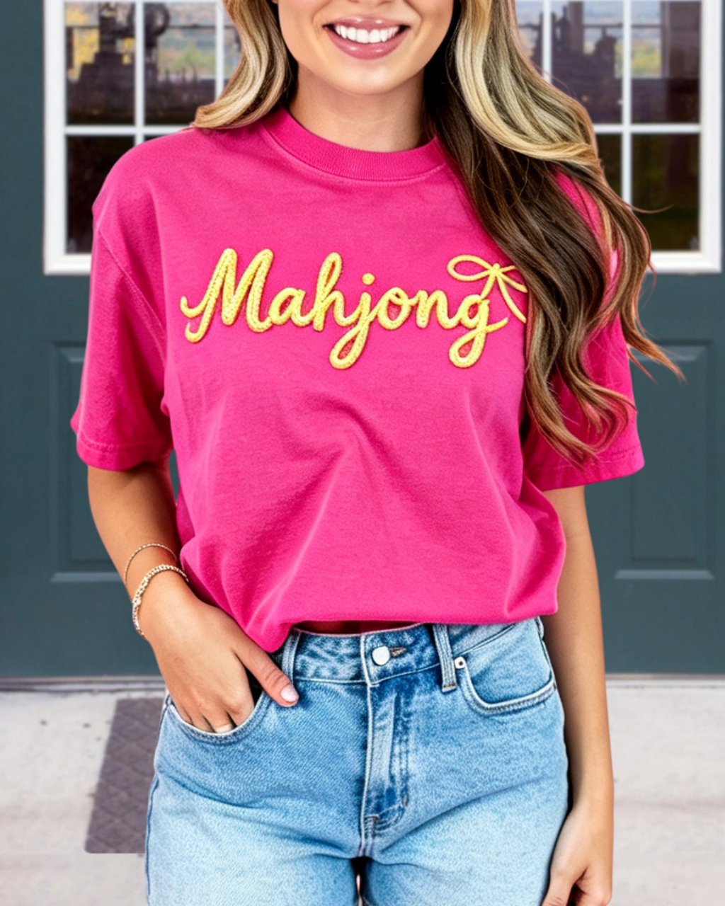 Mahjong Embroidered Crew Neck Tee