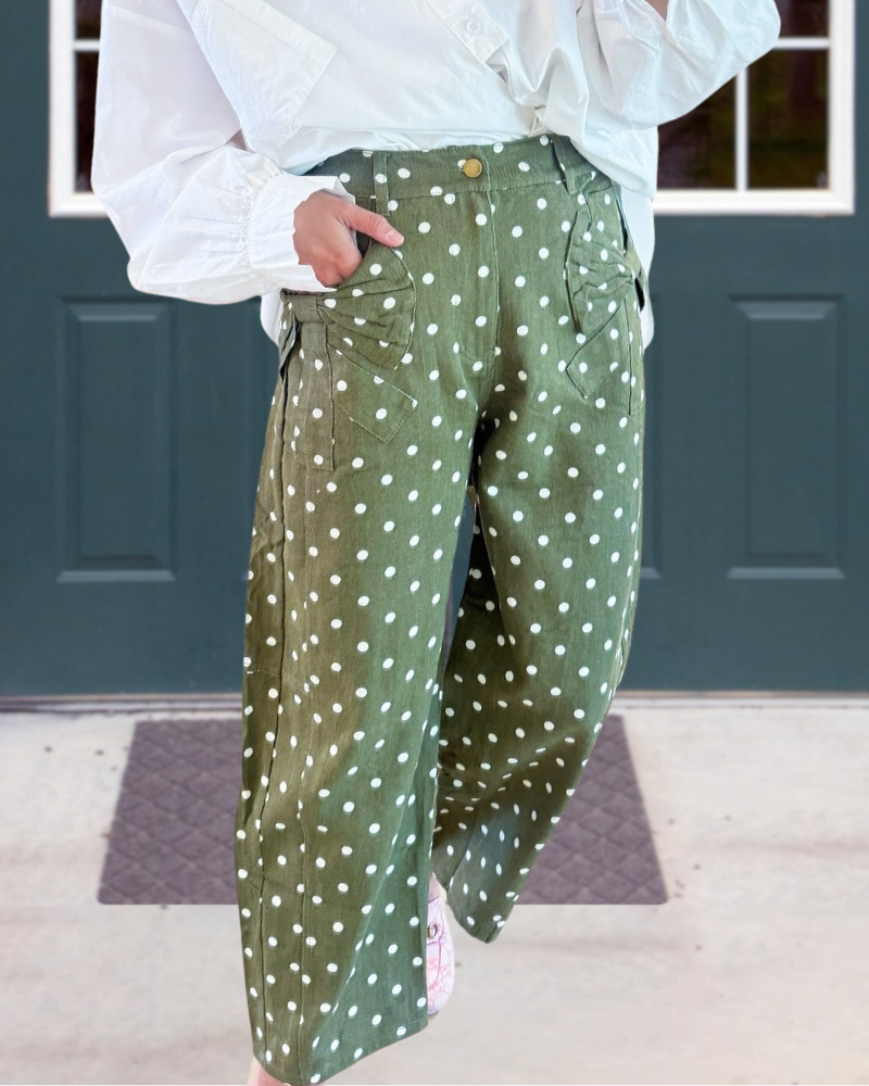 Stylish Polka Dot Bow Pants