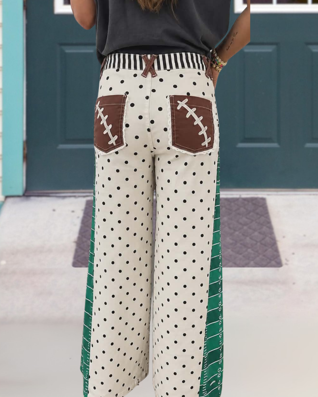 Football Yard-line Stripes Polka Dots Pants