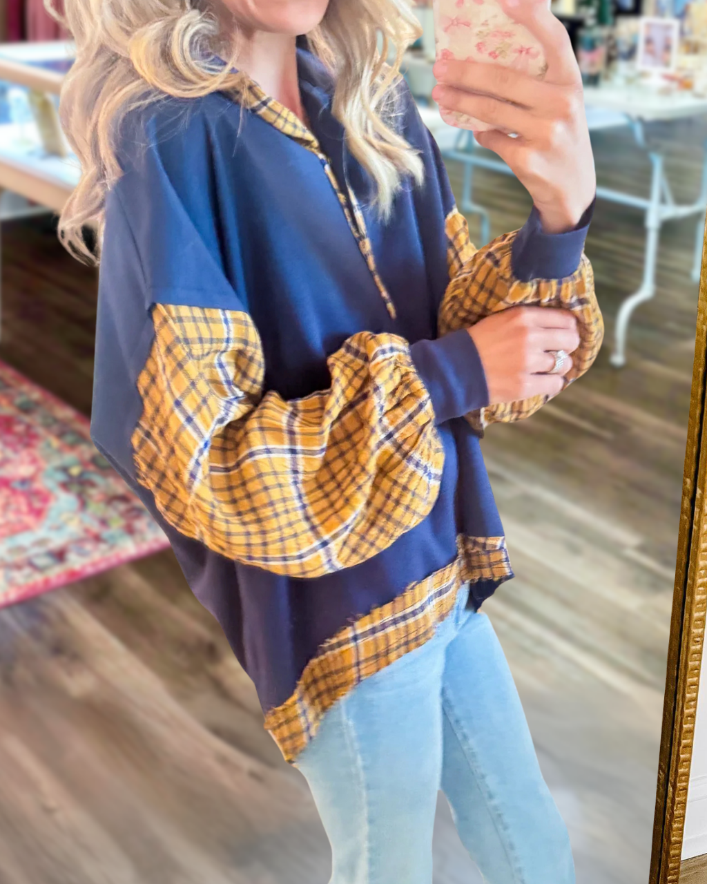 Unique Plaid Patchwork Pullover