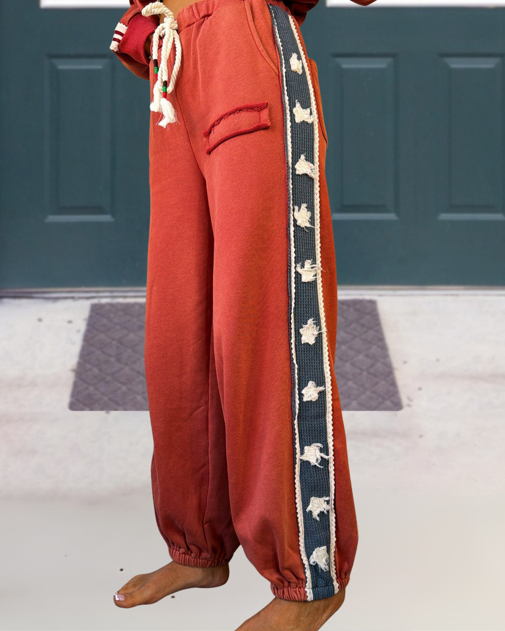 Star Appliqué Patchwork Athletic Pants