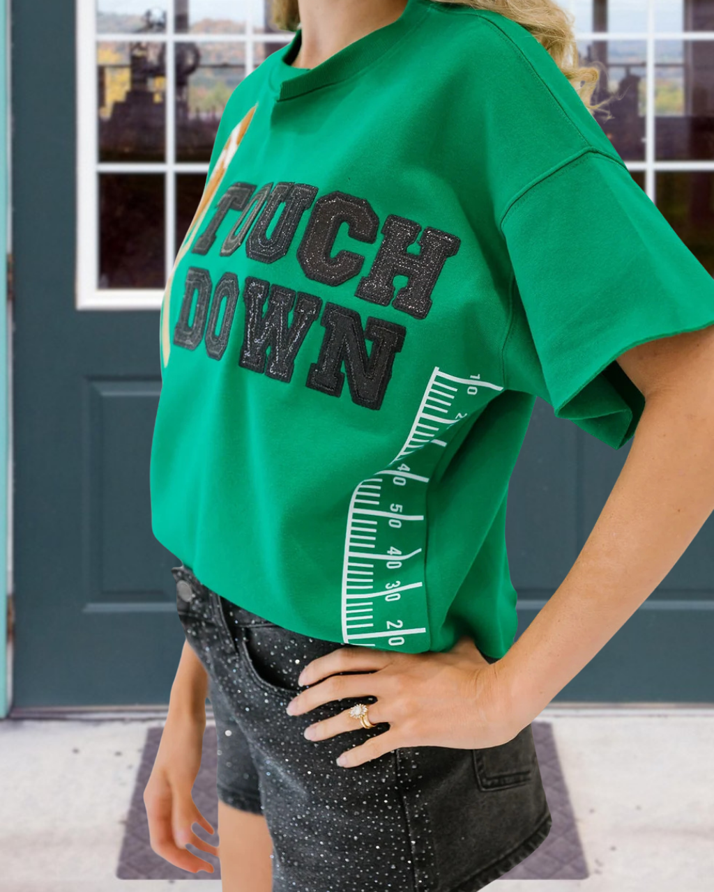 Touch Down Embroidered Field-Marker Top