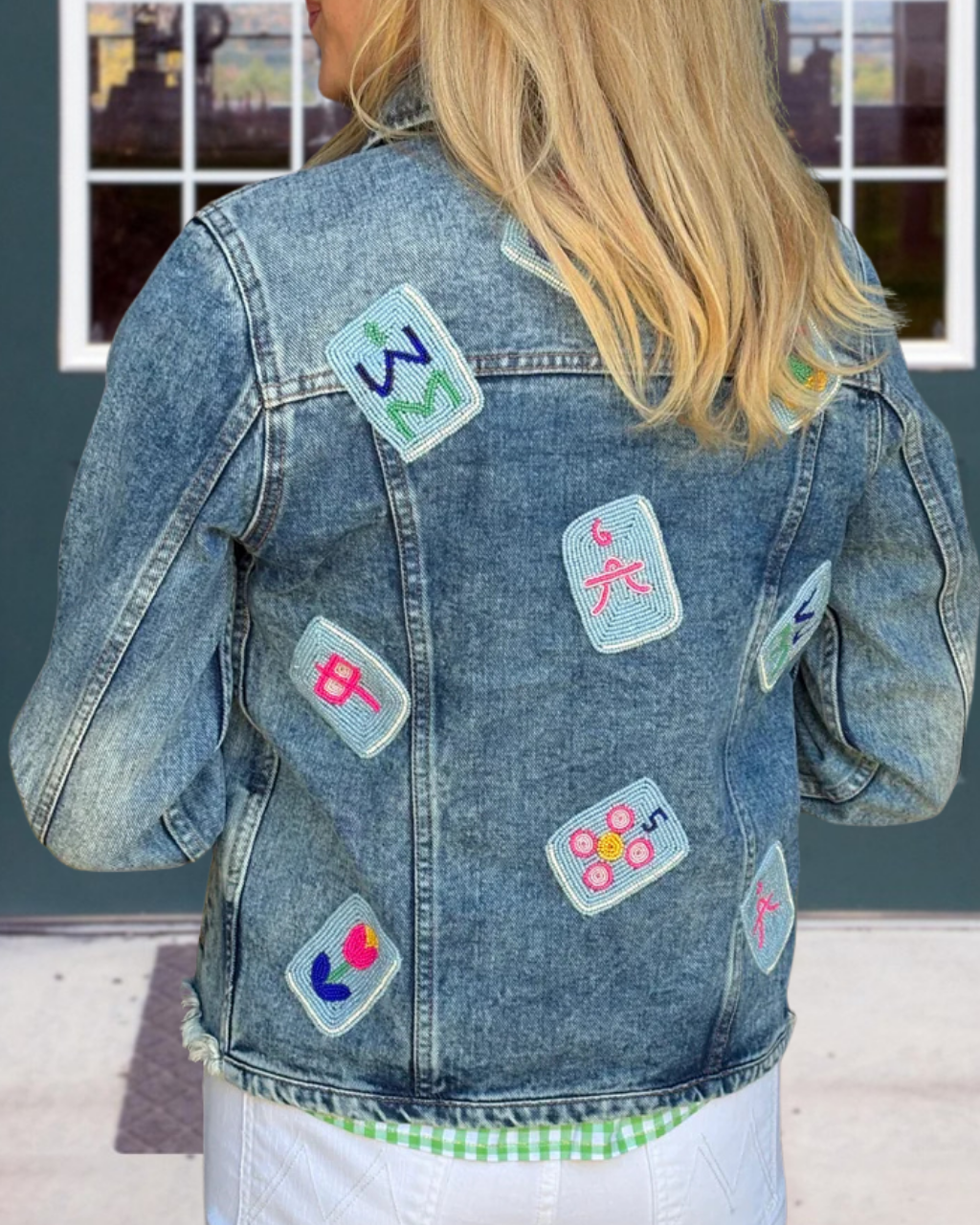 Mahjong Embroidered Denim Jacket