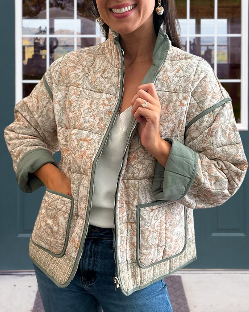 Paisley Floral Quilted Zipped Jacket