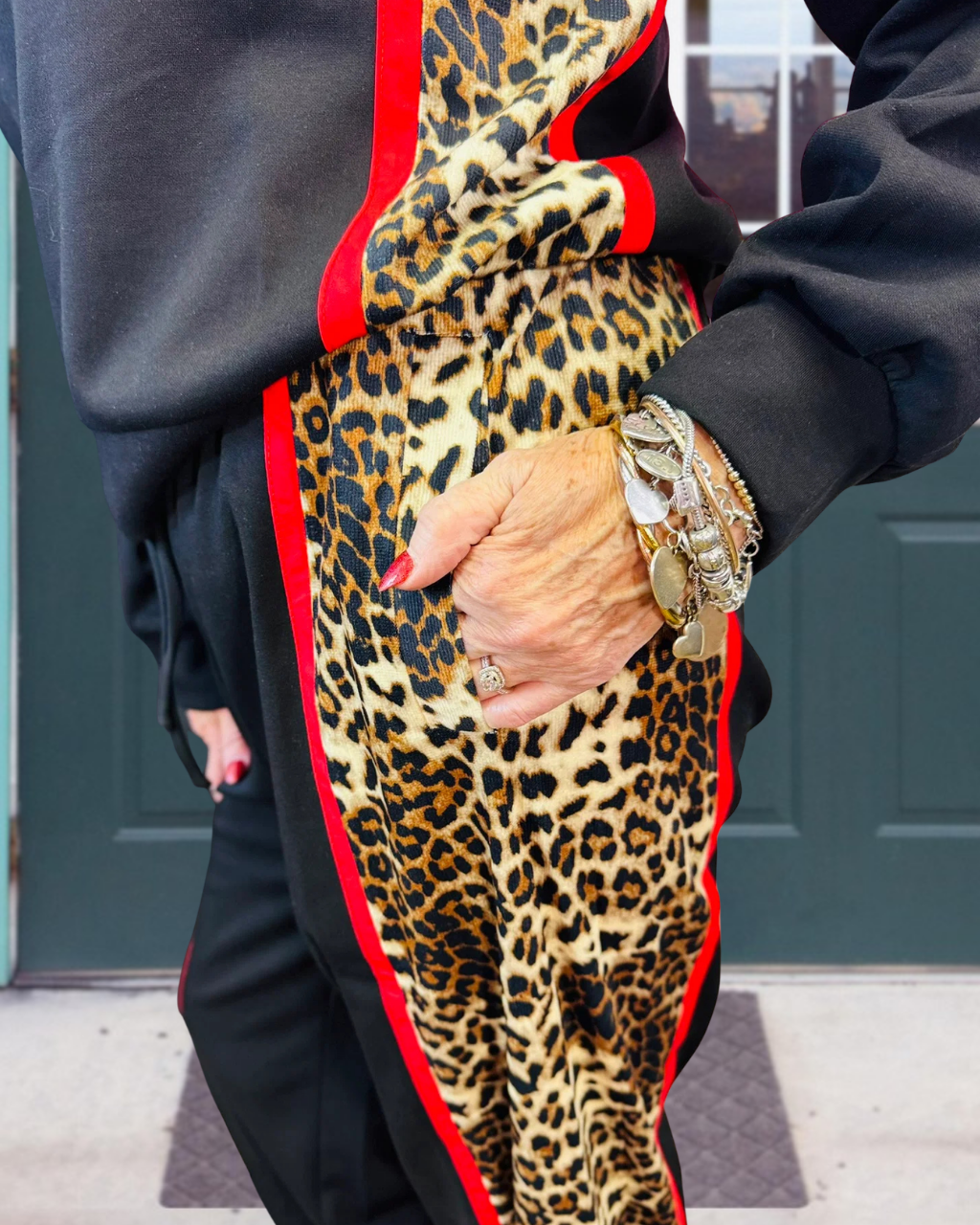 Leopard Print Color-blocked Pants