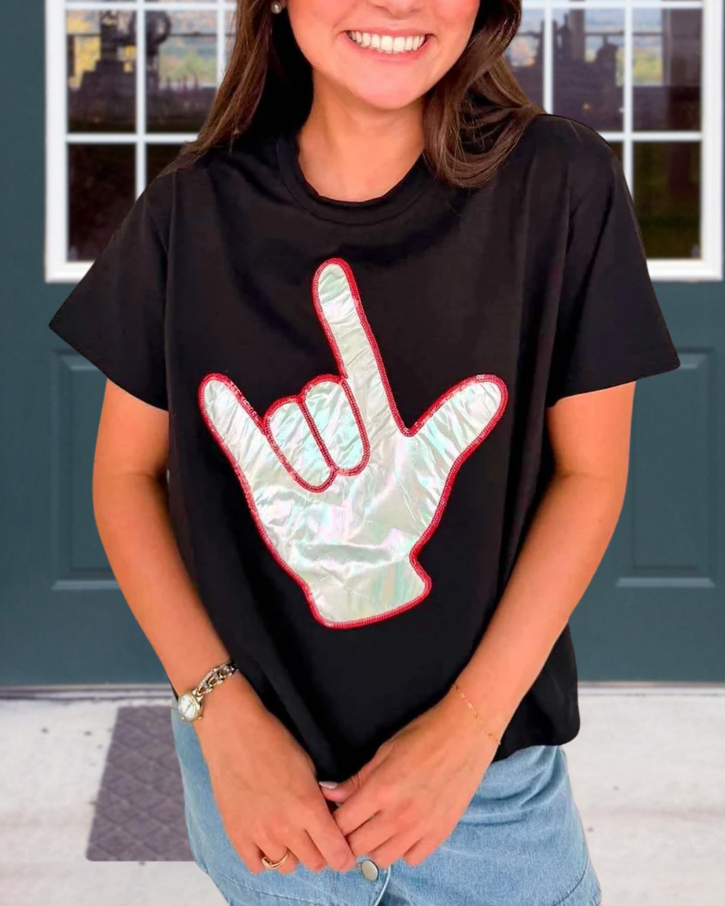 "I Love You" Hand Sign Print T-Shirt