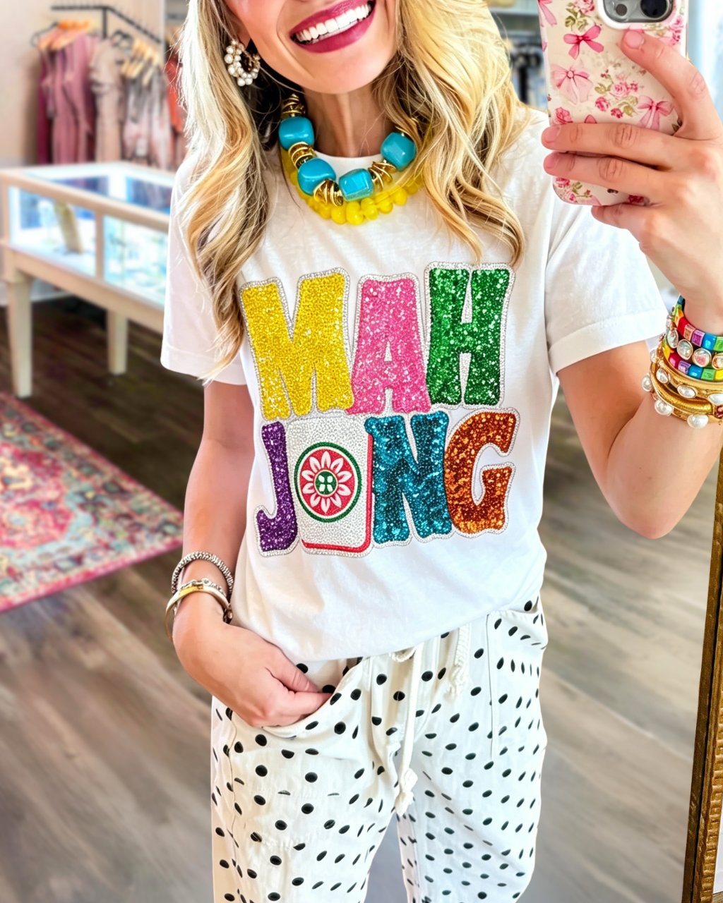 Colorful Mahjong Sequin T-shirt