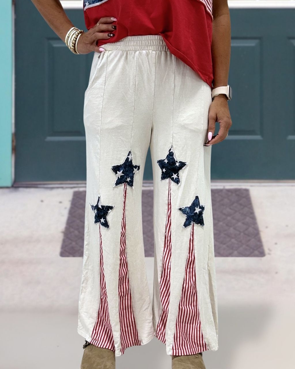 Independence Day Patchwork Flared Pants