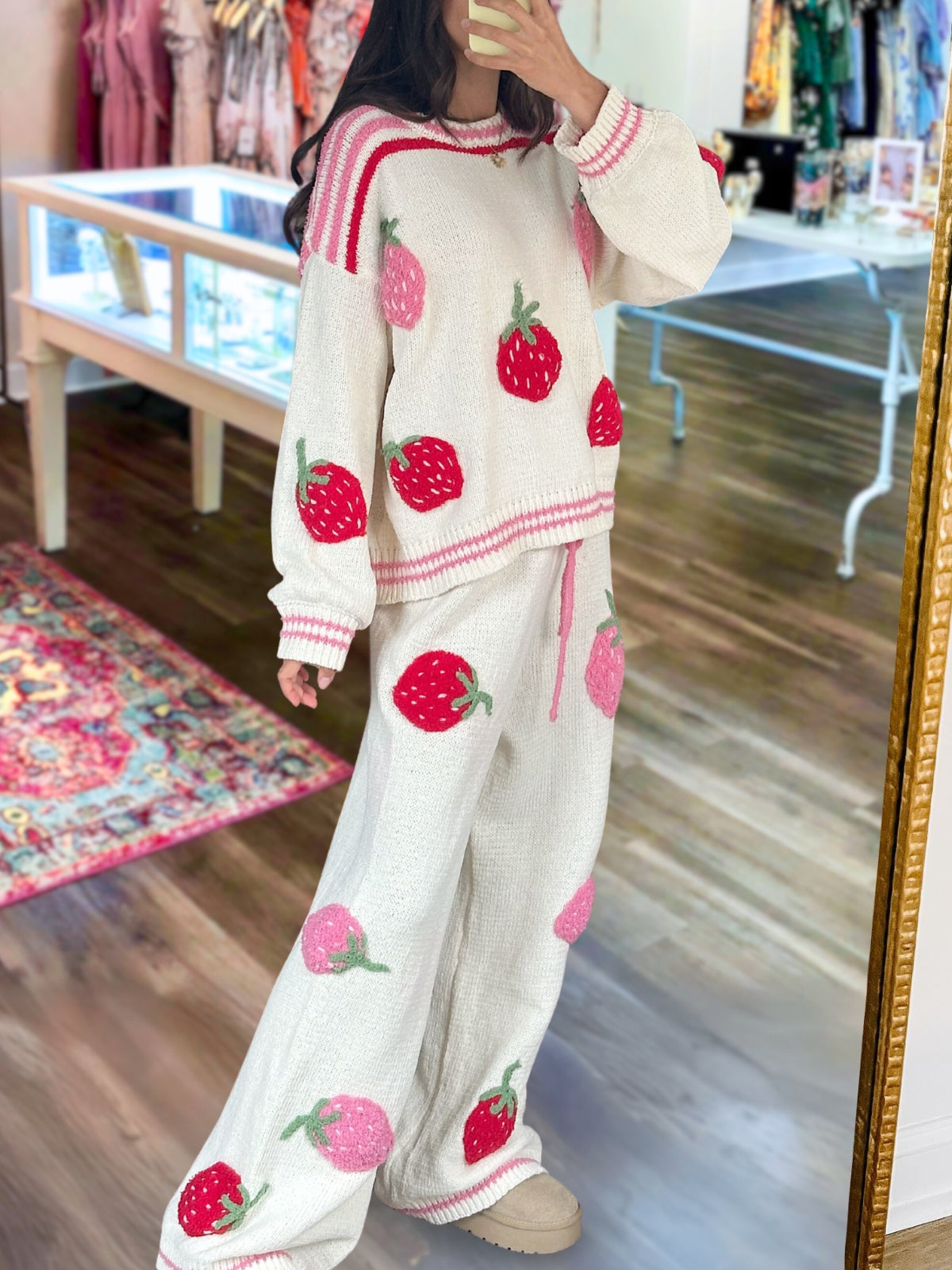 Sweet Strawberry Color-Block Pants