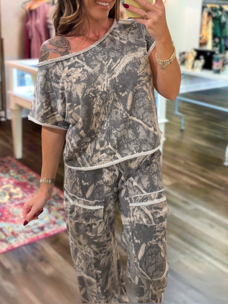 Casual Camouflage Print Set