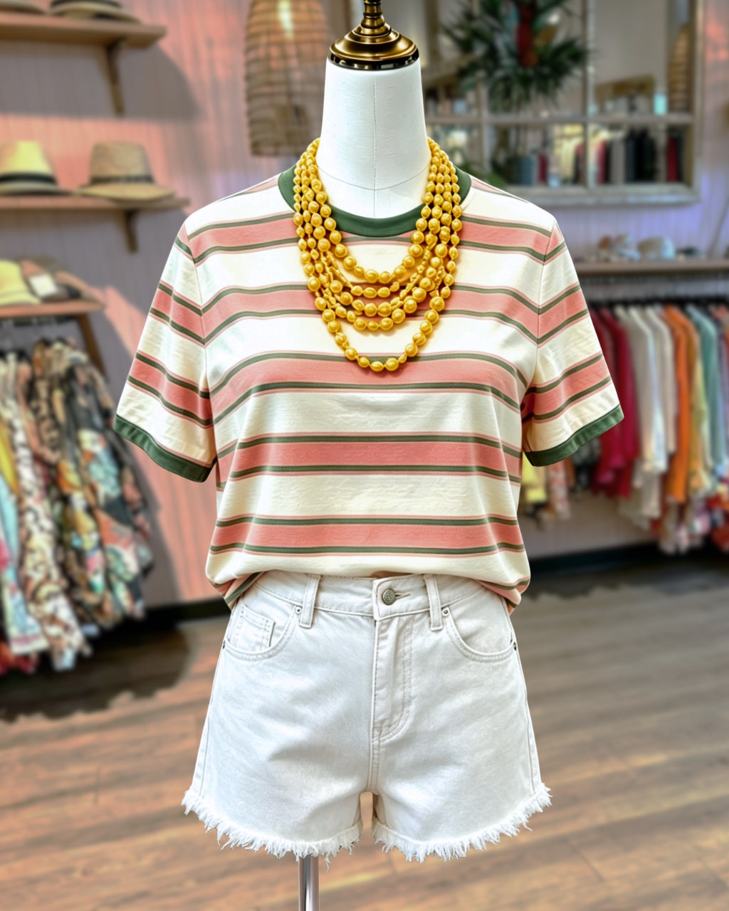 Color-blocked Striped T-shirt