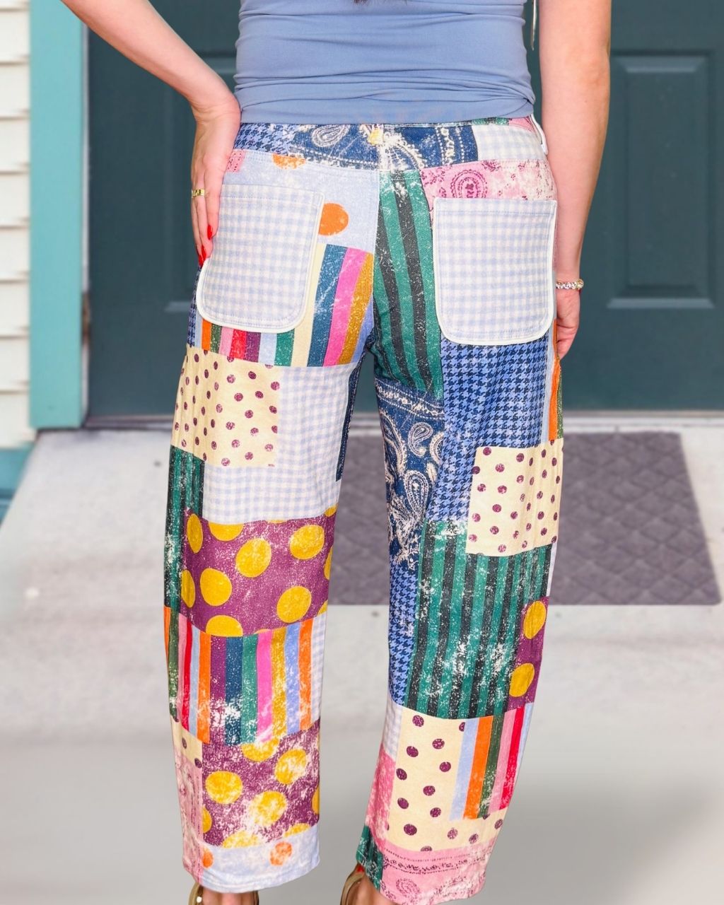 Colorful Mixed Print Casual Pants