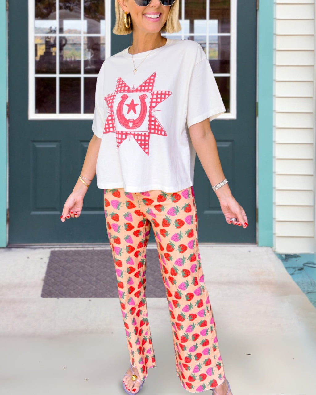 All Over Strawberry Print Pants