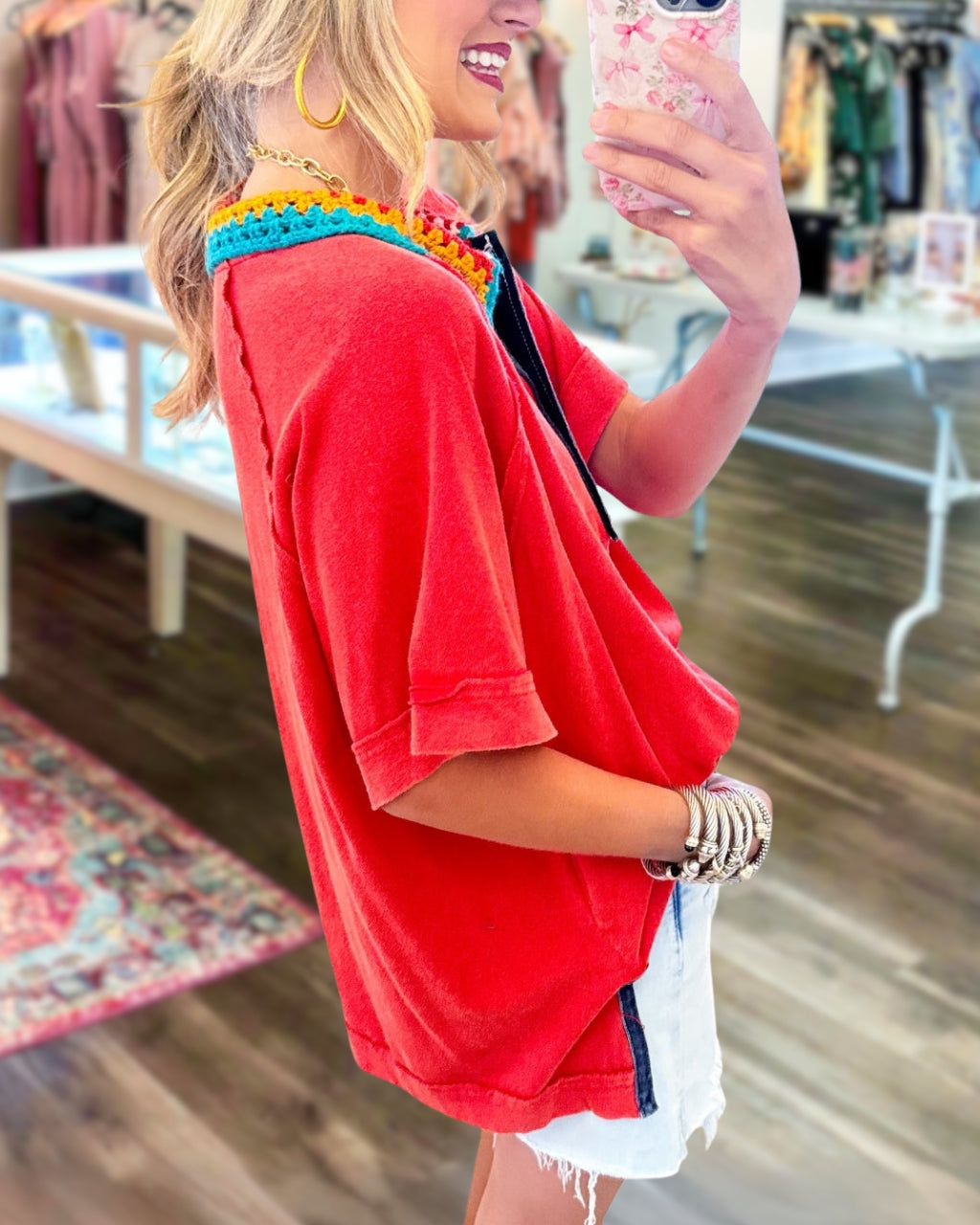 Rainbow Knit Collared Top